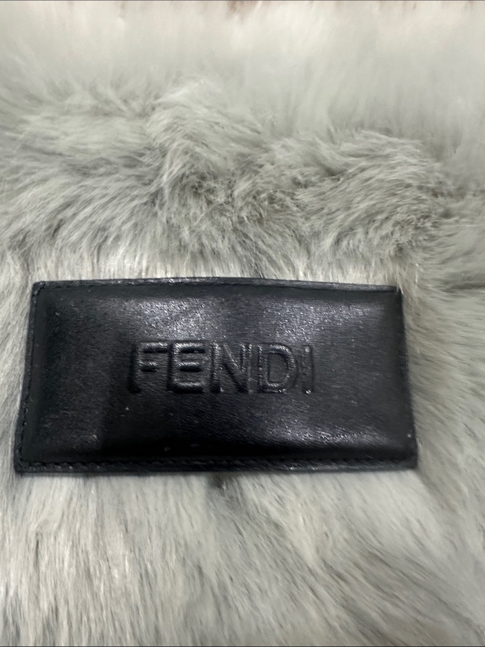 FENDI Black Embossed Leather hair, accessory barrette.